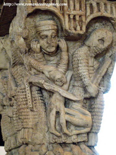 MATANZA DE LOS INOCENTES. CAPITEL DEL CLAUSTRO DE SANTA MARÍA LA REAL DE AGUILAR DE CAMPOO